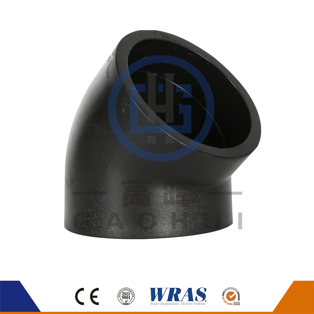HDPE aljzat fúzió 45 ° könyök
